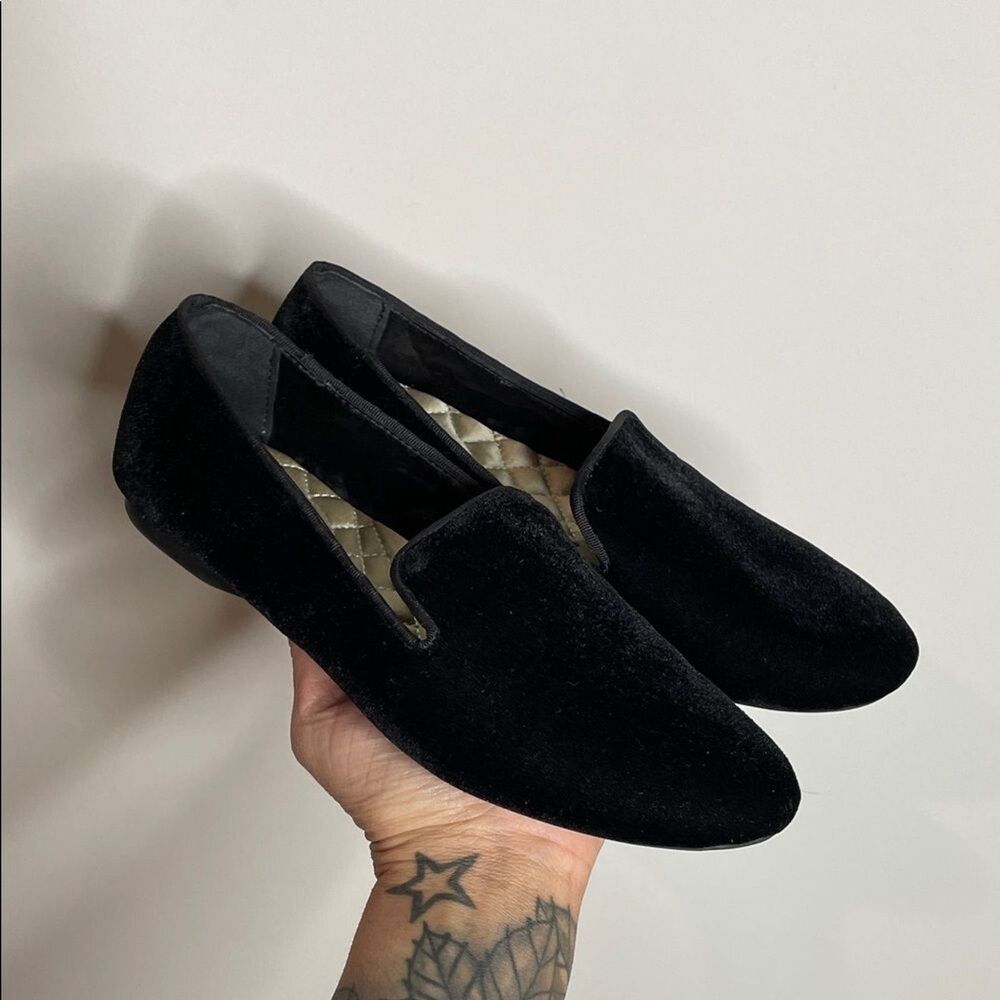 Birdies Women’s The Starling Loafers in Black Velvet Size 6.5